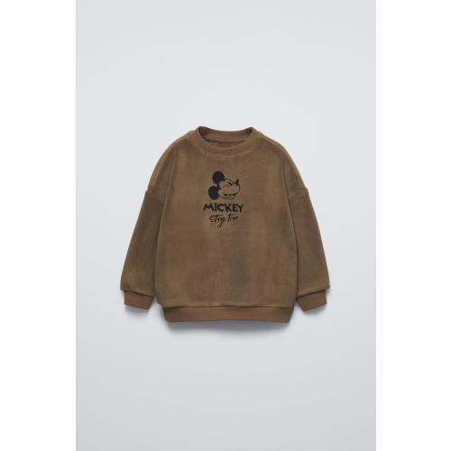 MICKEY MOUSE © DISNEY EMBROIDERED FLEECE SWEATSHIRT - Brown | ZARA Australia