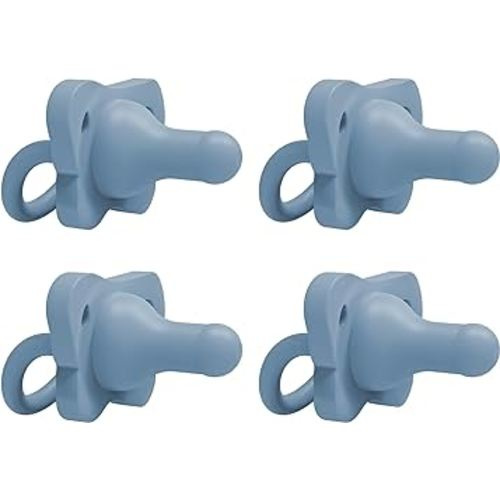 Dr. Brown's HappyPaci 100% Silicone Baby Pacifier, Contoured One-Piece Design, Blue, 0-6m, BPA-Free, 4 Pack
