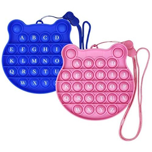 Matteobenni 2 Pack Bubble Toy with Alphabet Print (Blue+Pink)