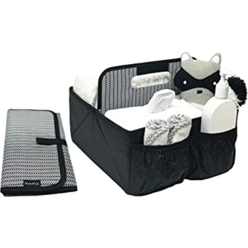 Baby Diaper Caddy and Car Organizer for Accessories: Large Portable Boy or Girl Nursery Storage Bin for Changing Table with Changing Pad: Baby Registry Shower Gift: Baby Stuff