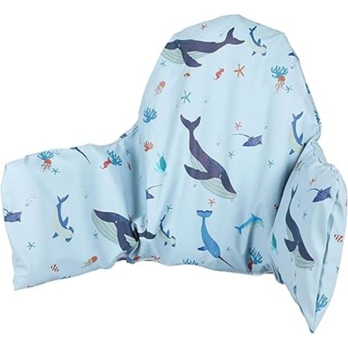High Chair Cushion with Cover Pad for IKEA Antilop Babies Toddlers Inflatable & Reversible Built-in Inflatable Cushion Sea Blue