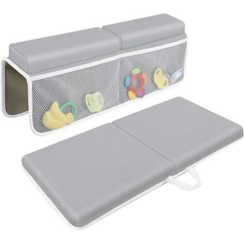 Bath Kneeler with Elbow Rest Pad Set, 1.5 inch Kneeling Pad Mat for Bathtub - Gray