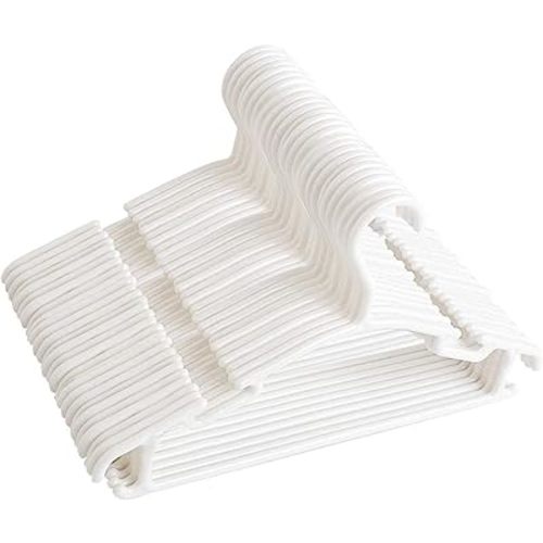 Kids Hangers 60 Pack White Plastic Baby Hangers, Toddler Hangers for Infant Child Clothing