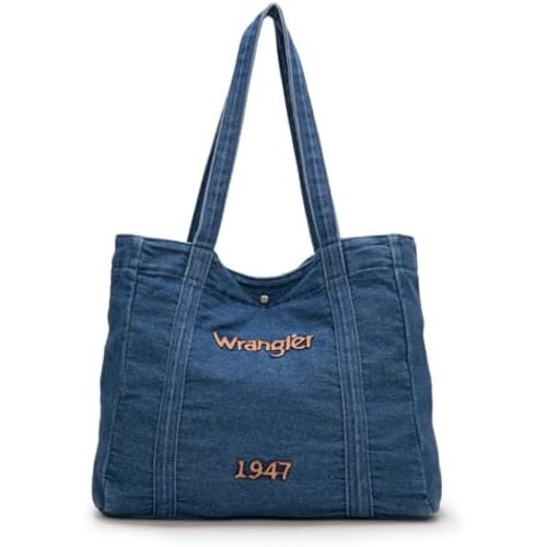 Montana West x Wrangler Denim Tote Bag for Women Jean Shoulder Purses and Handbags Denim Handbags