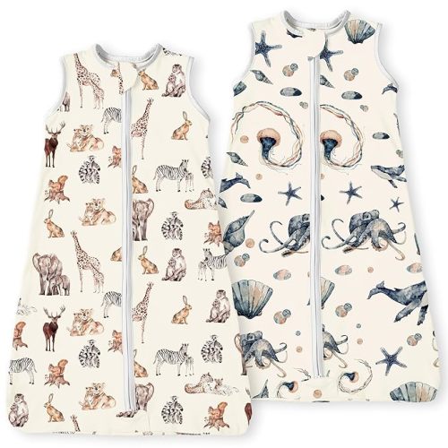 Baby Sleep Sack 0-3-6 Months Light Wearable Blanket for Babies with 2-Way Zippers, 0.5 TOG Premium Soft Breathable Sleeping Bag for Baby Boys Girls 2-Pack