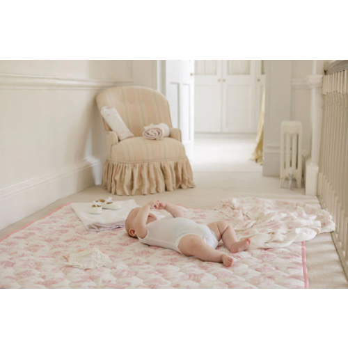 Spring Toile Pink Quilted Playmat - Organic Cotton Baby Playmat – The Gilded Bird US
