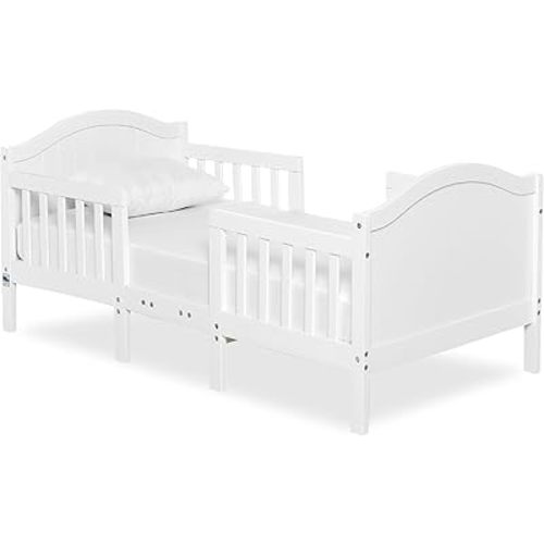 Dream On Me Portland 3 In 1 Convertible Toddler Bed in White, Greenguard Gold Certified, JPMA Certified, Low To Floor Design, Non-Toxic Finish, Pinewood