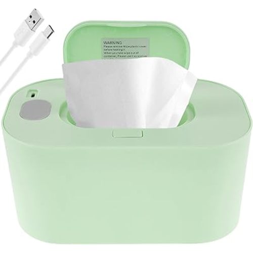 SHAFUFU Baby Wipe Warmer Thermostat Baby Wipe Heater Even Heating Wet Wipes Warmer Portable Baby Wipes Dispenser Warmer Prevent Dry USB Baby Wipe Warmer Reusable for Car Home Baby Nursery(Green)