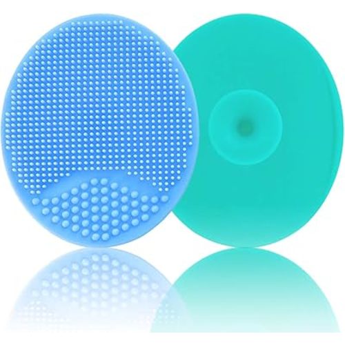 Baby Bath Brush, Baby Cradle Cap Brush, Silicone Massage Brush, Silicone Scrubbers Exfoliator Brush, Baby Skin Scrubbers for Dry Skin, Cradle Cap and Eczema (Large-Blue & Green)