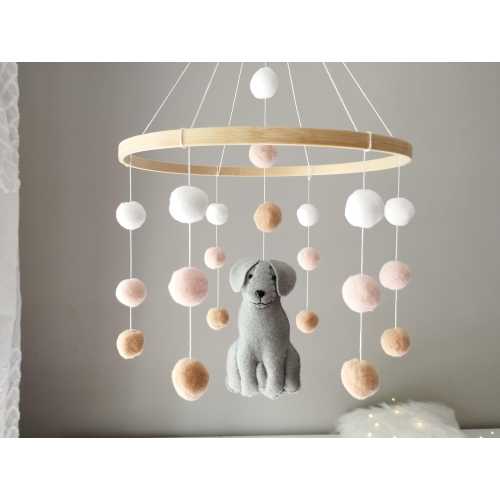 Dog baby mobile, Gray Labrador mobile nursery, Golden retriever mobile, Dog mobile crib, Puppy cot mobile, Nursery Decor,Baby gift,P#373