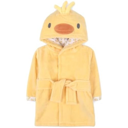 Baby Essentials Hooded Baby Animal Bathrobe with Tie Closure for Newborns and Infants 0-9 Months
