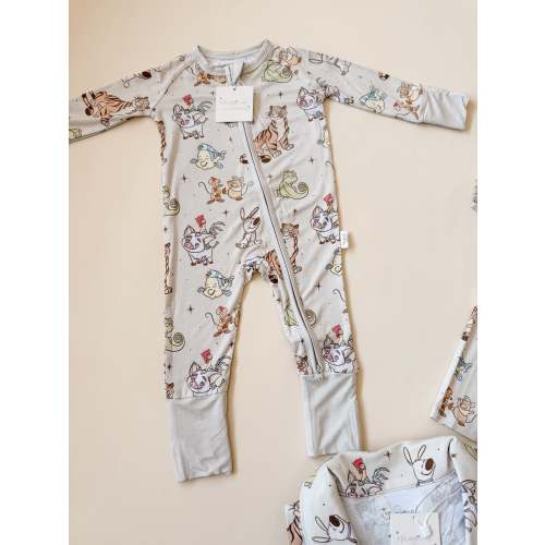 Sidekicks Bamboo PJ Romper/ Two Piece SHORT Sleeve Set*READY TO SHIP