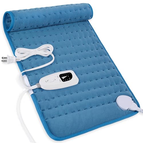 Electric Heating Pads,Heating Pad for Back,Shoulder,Hot Pad for Neck and Arms,Abdomen,Legs,Knee,Moist Heated Pad for Women Men,Auto Shut Off(Blue, 12''×24'')