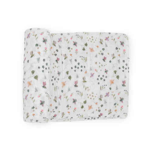 Cotton Muslin Swaddle Blanket - Garden Bees