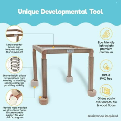 Little Balance Box Grow - Adjustable Montessori Push Pull Walker & Activity Table – No Wheels, Safe Spring Feet, Eco-Friendly, PT-Designed for Standing & Walking, Sit-to-Stand Developmental Tool