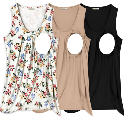 PARNIXS Summer Women's Maternity Nursing Tank Top Sleeveless Comfy Breastfeeding Clothes
