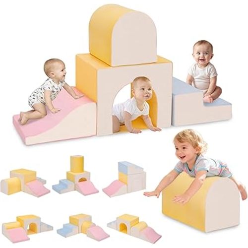 CAMELUS Large Climbing Toys for 1 Year Old, 4-Piece Toddler Climbing Toys Indoor, Soft Play Set Baby Foam Climbing Blocks for Toddlers, Climb Crawl Activity Play Set, Birthday
