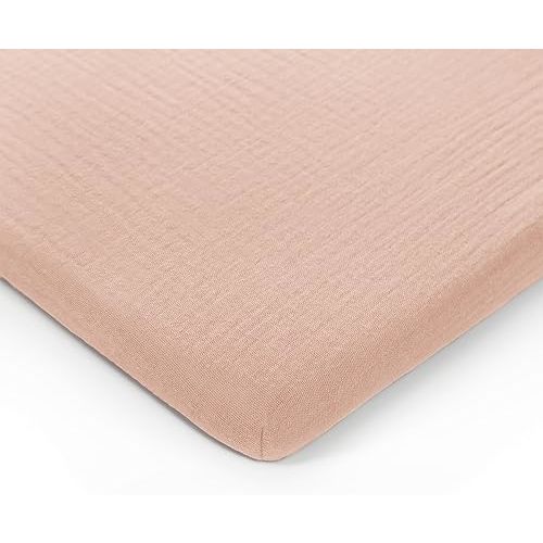 Comfy Cubs Muslin Bassinet Sheet – 100% Soft Cotton Fabric, Breathable & Gentle for Baby’s Sensitive Skin - Universal Fit with Secure Elastic Edging, Gift-Ready Packaging - Blush