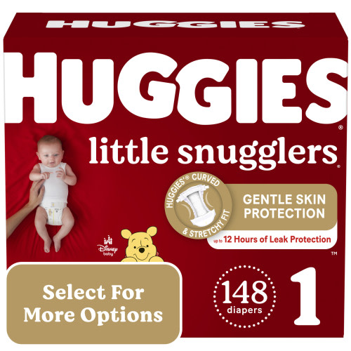 Huggies Little Snugglers Baby Diapers, Size 1 (8-14 lbs), 148 Ct (Select for More Options)