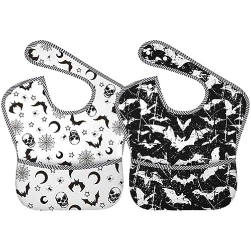 Bibs Cute Baby Stuff 2Packs for 6-24 Months Waterproof Washable Fabric