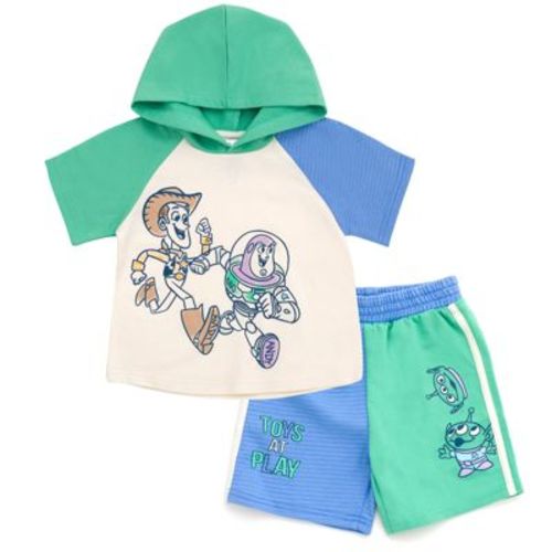 Disney Toy Story Newborn Baby Boys Pullover Hoodie and French Terry Shorts Off White / Sea Foam Green / Blue Toy Story Newborn