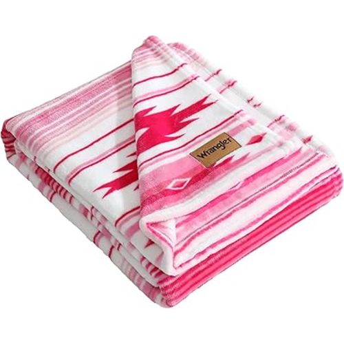 Wrangler - Throw Blanket, Super Soft Premium Plush Bedding, Western Luxurious Bedding, Yellowstone Inspired, Oeko-Tex Certified (Coyote Sands Pink, 50 x 60)