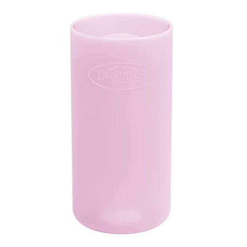 Dr. Brown's Natural Flow Options+ Glass Baby Bottle Sleeves,100% Silicone,8 oz,Narrow,Pink