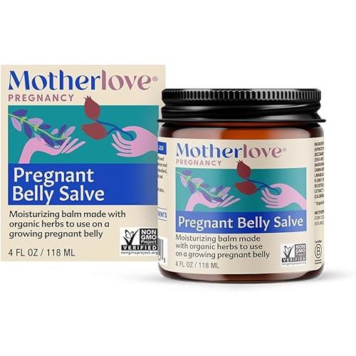 Motherlove Pregnant Belly Salve (4 oz) Moisturizing Balm to Use on Growing Belly—Non-GMO & Organic Herbs