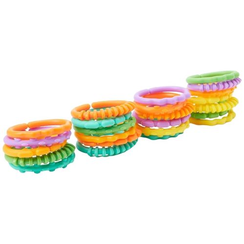 Bright Starts Lots of Links Rings Toys for Stroller or Carrier Seat, BPA-Free, Ages 0 Months Plus, Multicolor, 24 Count