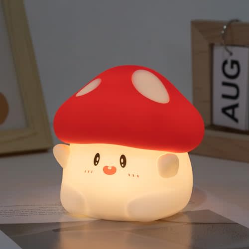 Rytinazzz Hug Mushroom Lamp, Cute Mushroom Night Light, 2 Levels Dimmable Night, LED Squishy Night Light for Kids Sleep, Rechargeable Bedside Touch Silicone Lamp, Unique Dorm Decor Gift Toy