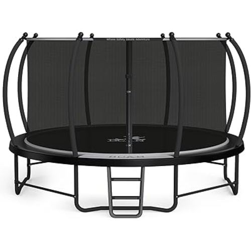 BCAN Trampoline 8FT 10FT 12FT 14FT 15FT 16FT Recreational Trampoline with Enclosure for Kids Adults, ASTM Approved, Outdoor Trampoline with Wind Stakes and Ladder for Kids Apex Series