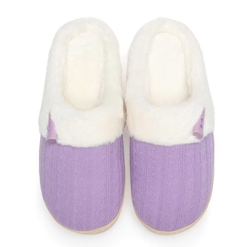 NineCiFun Women's Slip on Fuzzy House Slippers Memory Foam Slippers Scuff Outdoor Indoor Warm Plush Bedroom Shoes with Faux Fur Lining