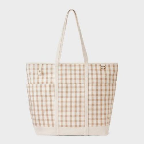 Canvas Cargo Tote Bag - Universal Thread™ Gingham Cream