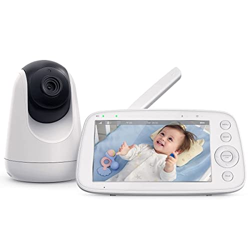 HiPP Baby Monitor, 5" 720P Video Baby Monitor with Pan-Tilt-Zoom Camera, Audio and Visual Monitoring, Infrared Night Vision and Thermal Monitor,2-Way Talk, 900ft Range, 4500mAh Rechargeable Battery