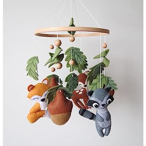 Woodland Crib Mobile Woodland Baby Mobile for Crib Forest Animals Theme Mobile Nursery Decor Jungle Baby Crib Mobile for Boys Girls