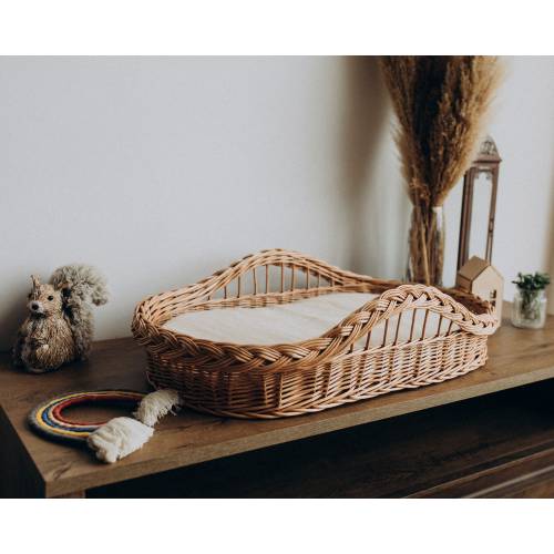 Baby Changing Basket with linen sheet, Organic Baby Changing Basket, Diaper Changing Basket and Pad