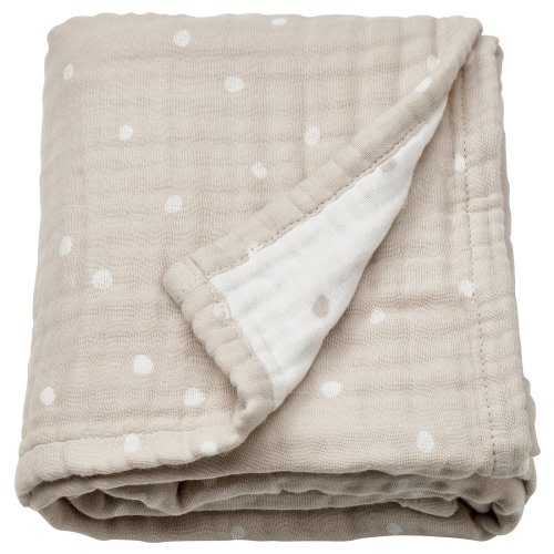 LEN Baby blanket - white beige/dot pattern muslin 31 1/2x39 3/8 "