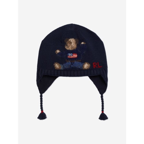 Ralph Lauren Kids Ralph Lauren Baby Boys Bear Earflap Hat in Navy | Childsplay Clothing