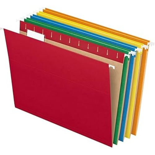 Pendaflex Hanging File Folders, Letter Size, Assorted Colors, 1/5-Cut Adjustable Tabs, 25 Per Box (81663)
