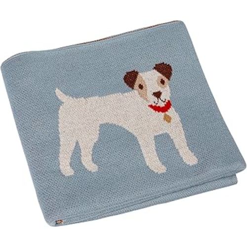Creative Co-Op Cotton Knit Baby Blanket with Dog Prints, Multicolor