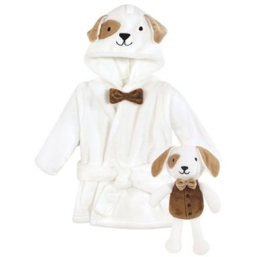 Hudson Baby Unisex Baby Plush Bathrobe and Toy Set, Dog, One Size