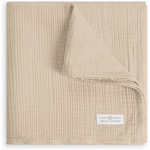 Colored Organics Baby Organic Cotton Swaddle - Infant Receiving Blanket - Clay Muslin