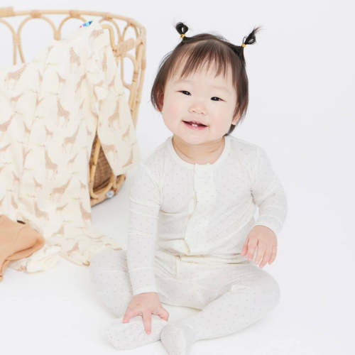pin dot cream modal magnetic parent favorite footie | 0-3M