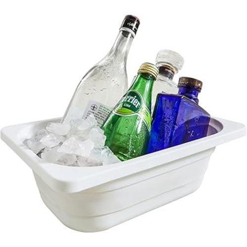 Beright Collapsible Storage Bin, Wash Basin Folding Dish Tub Sink, Space Saving for Dishing, Fruit and Camping, Hiking and Home, White, Small, 1 Pack