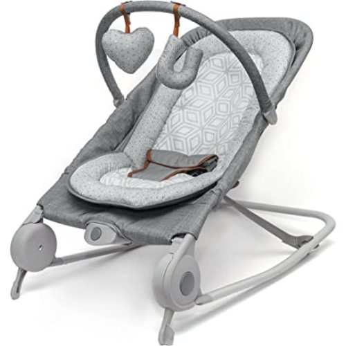Summer Infant 2-in-1 Bouncer & Rocker Duo (Heather Gray) Convenient and Portable Rocker and Bouncer for Babies Includes Soft Toys and Soothing Vibrations