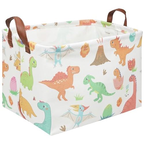 FXOCSHE Rectangular Dinosaur Basket,Waterproof kids toy storage box bedroom,Dinosaur Storage Box,kids laundry Basket,Room Decor,Nursery Hamper,Gift Baskets(Dinosaur)