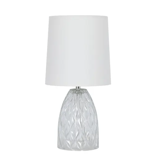 Mainstays 12.75” Mini Clear Glass Table Lamp with White Shade