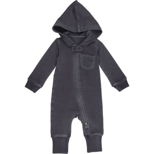 Hooded Organic Cotton Zip Romper, 9-12M