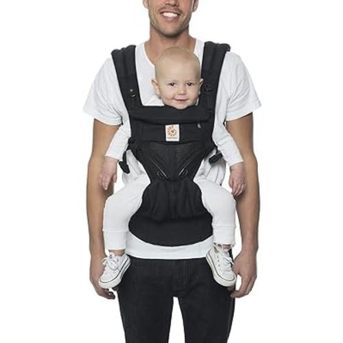 Ergobaby Omni 360 All-Position Baby Carrier for Newborn to Toddler with Lumbar Support & Cool Air Mesh (7-45 Lb), Onyx Black 6.18x9.13x10.43 Inch (Pack of 1)