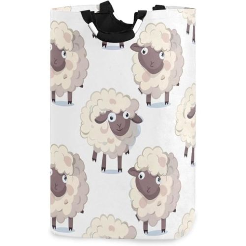 Cute Sheep Laundry Basket, Foldable Laundry Hamper, Fabric Collapsible Laundry Basket for Bathroom Bedroom